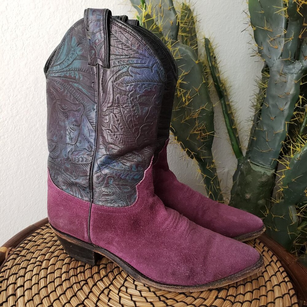 Purple and Black Western Boots